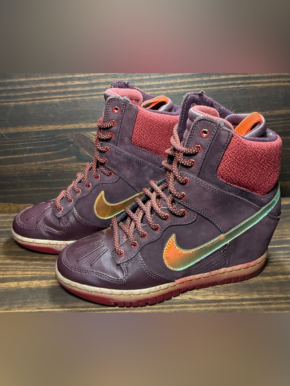 Nike Dunk Sky Hi Wedge Women’s Size 7 Shoes Deep Burgundy Sneakerboot